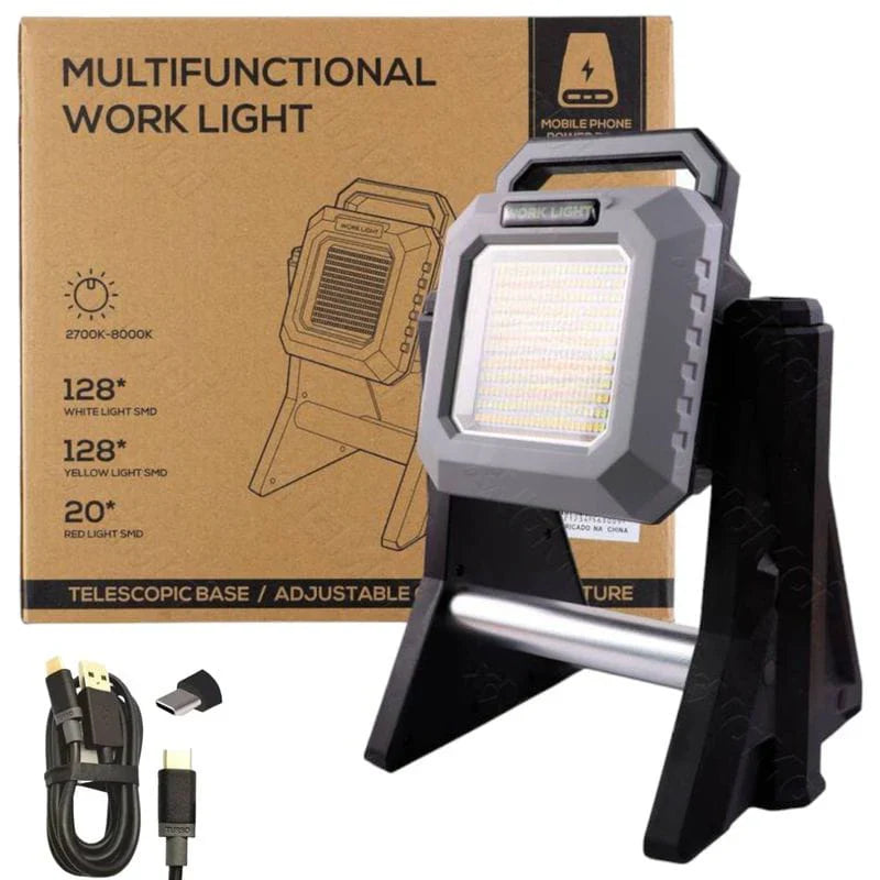 MULTIFUNCTIONAL WORK LIGHT WITH TELESCOPIC BASE