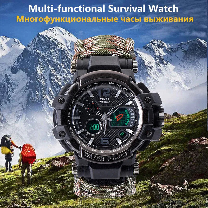 YUZEX SURVIVAL WATCH, 6 IN 1 PARACORD BRACELET COMPASS WATCH