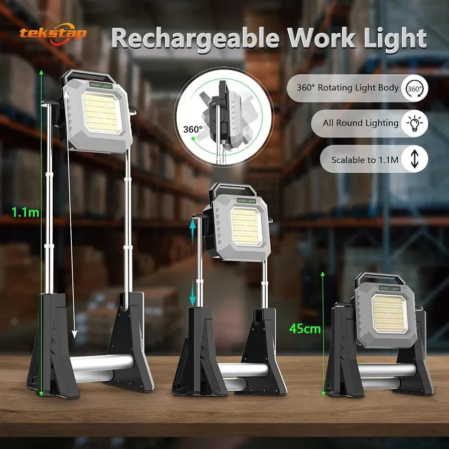 MULTIFUNCTIONAL WORK LIGHT WITH TELESCOPIC BASE